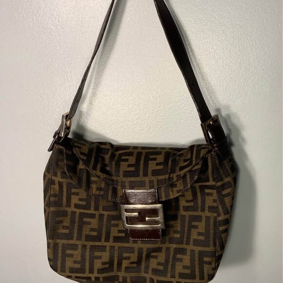 FENDI ZUCCA Mamma Bucket Canvas Leather Brown - Picture 1 of 12